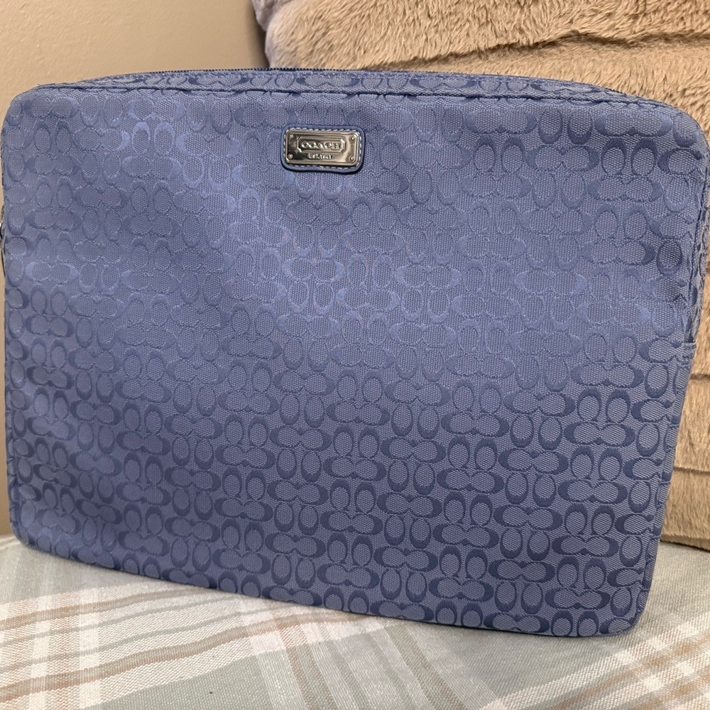 Coach Blue Signature Pattern Laptop Sleeve